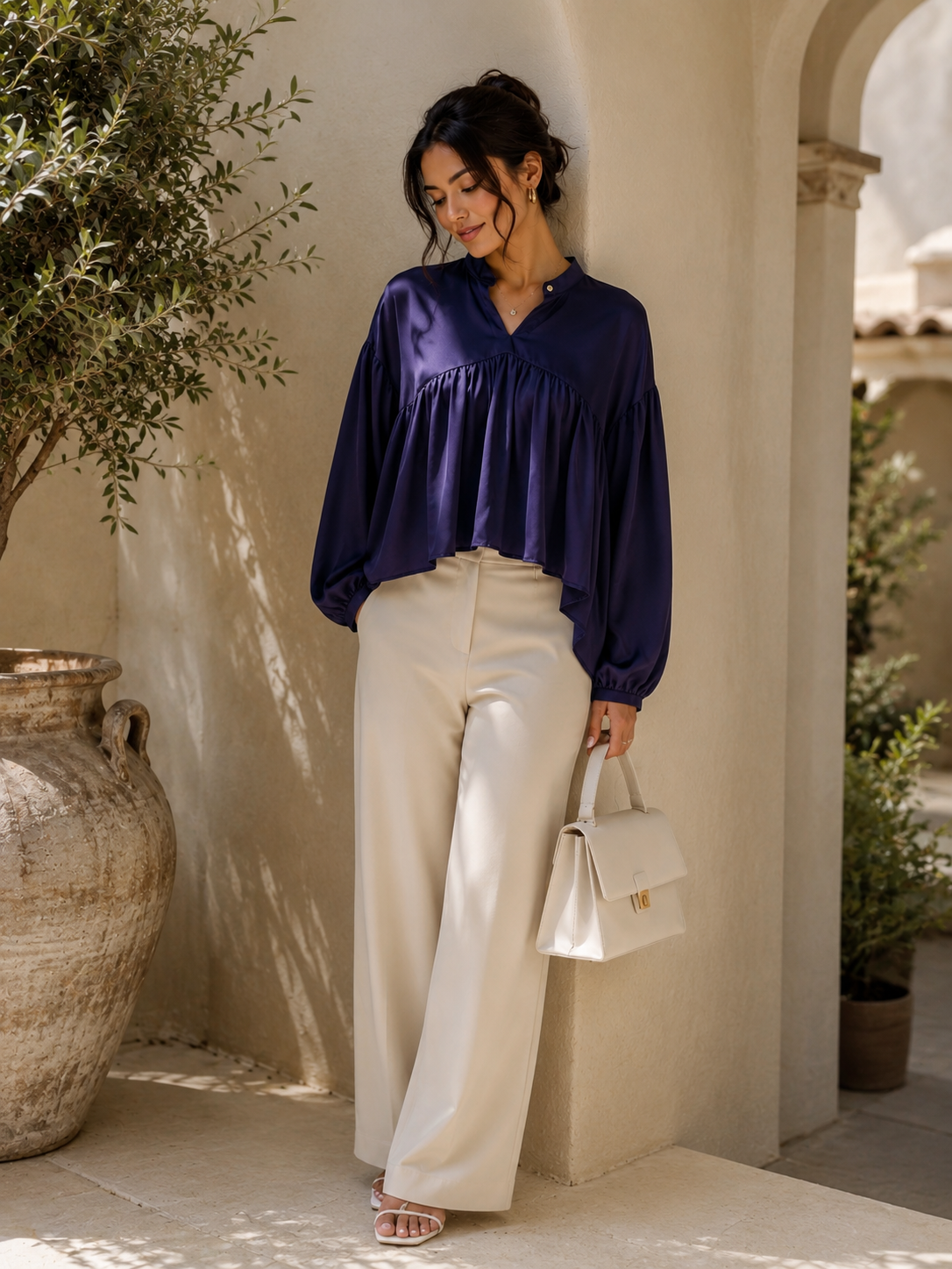 Cosmic Purple Long Sleeve Blouse