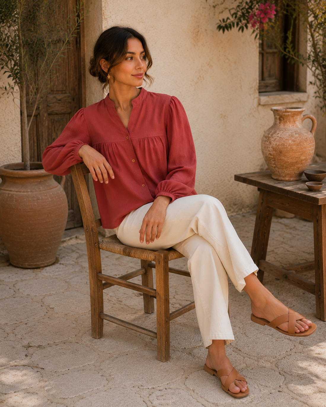 Women's Relaxed Fit Long Sleeve Blouse