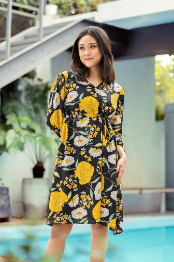 Marigold Bloom Wrap Dress