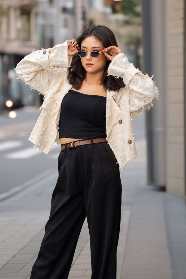 Cropped Embroidered Cotton Summer Jacket