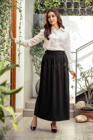 Classic Black & White Skirt Shirt Set
