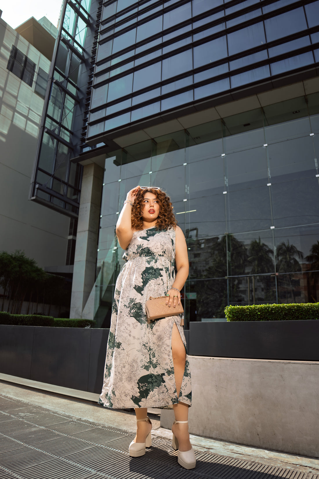 SAPHELLA One Shoulder Floral Chiffon Dress