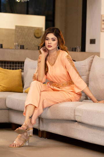 Festive Peach Elegance Co-Ord Set