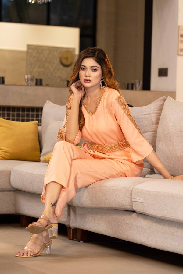 Festive Peach Elegance Co-Ord Set