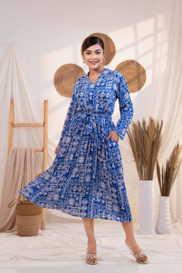 Boho Breeze Blue Dress