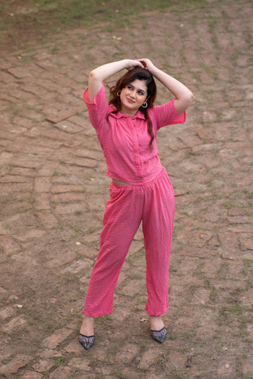 Pink Short Sleeve Co-Ord Set