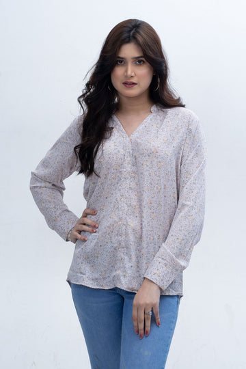 Double Georgette floral print v-neck tops