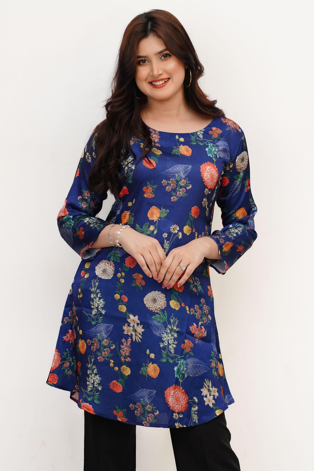 Round Neck Floral Tops