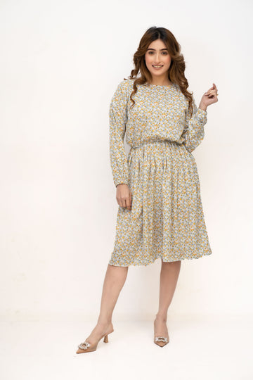 Blossom Breeze Full Sleeve Midi Dress