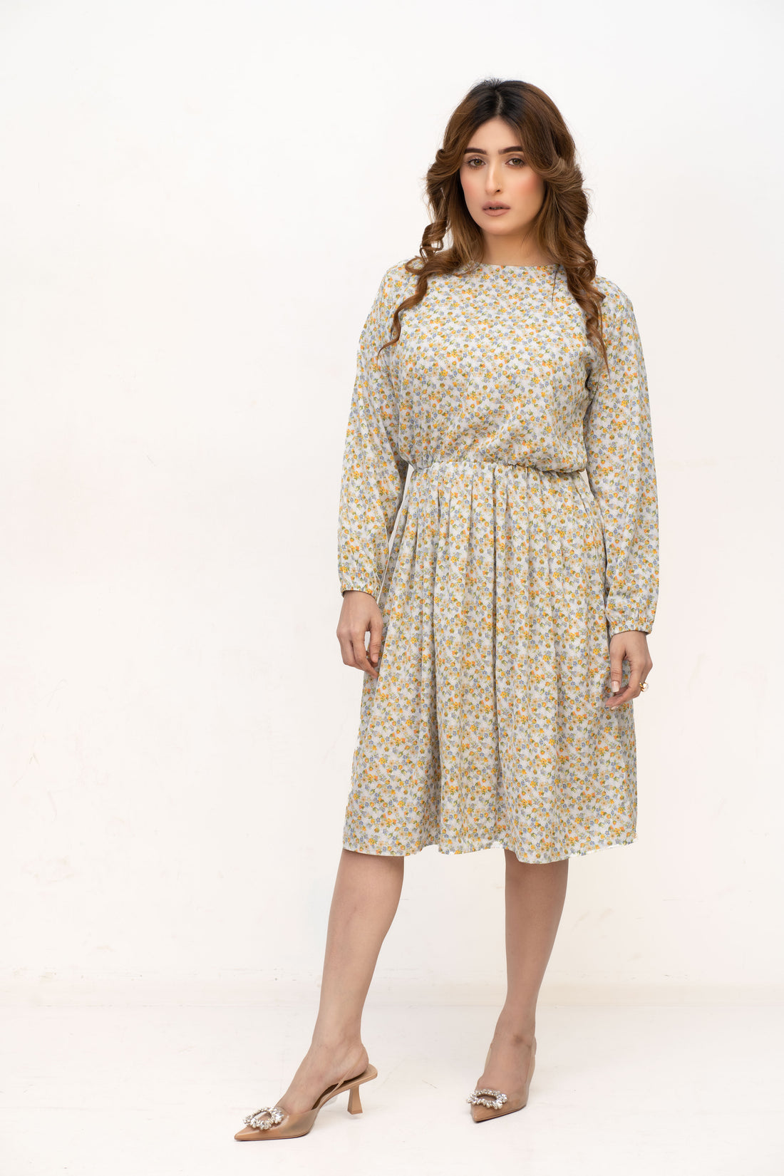 Blossom Breeze Full Sleeve Midi Dress