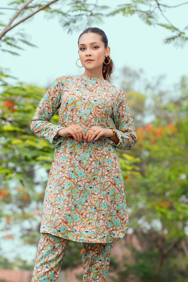 Aqua Bloom Printed Two-Piece