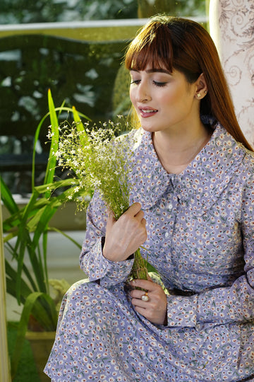 Boho Floral Peter Pan Neck Dress