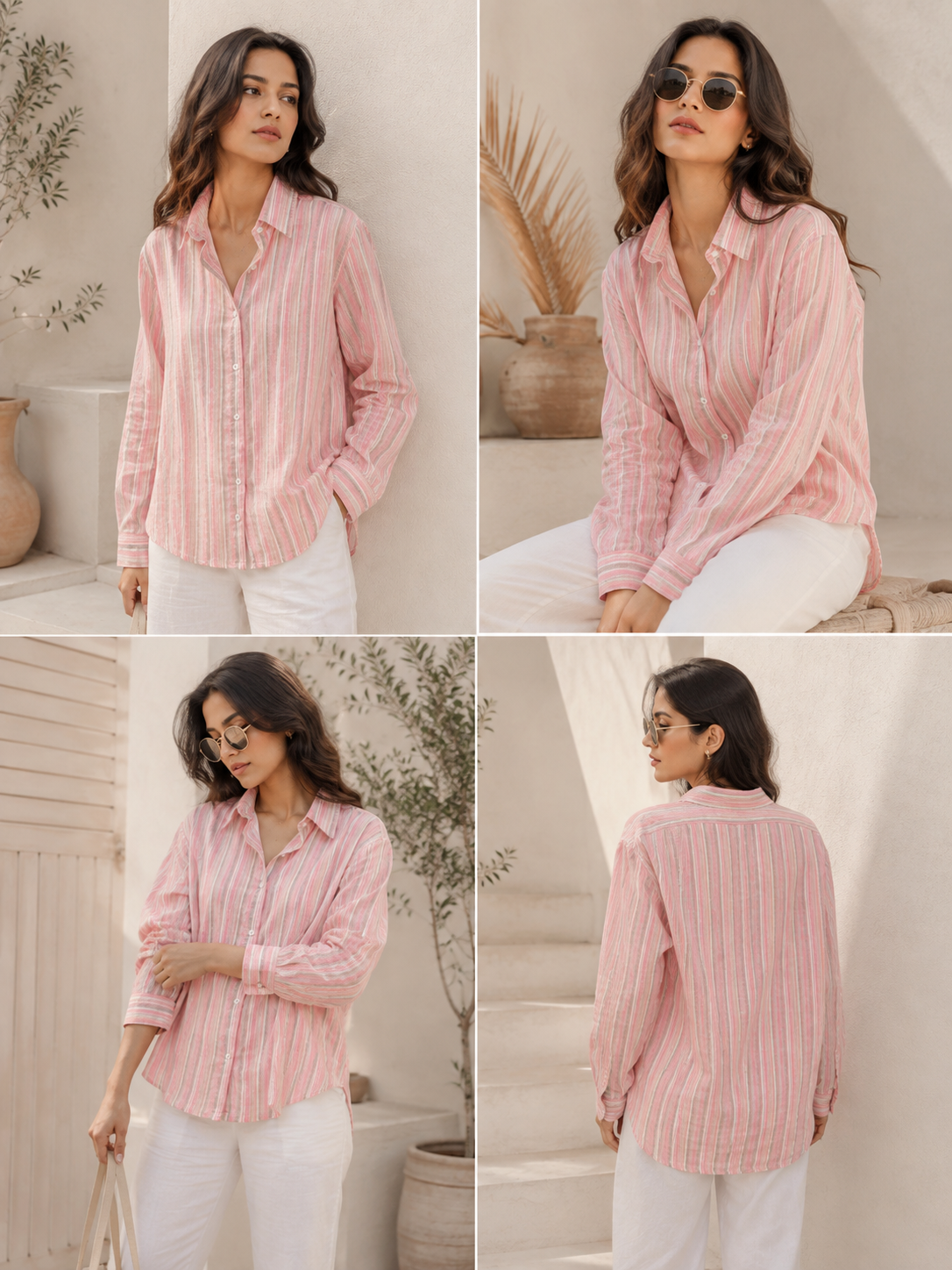 Soft Pink Striped Linen Shirt