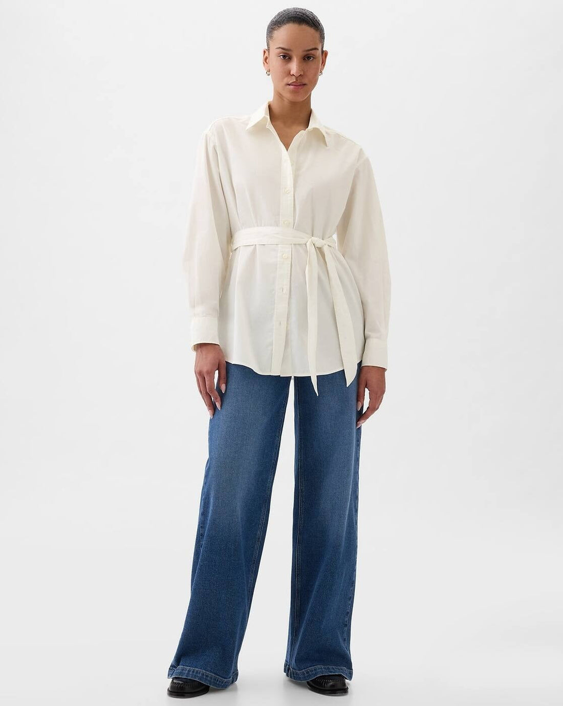 Regular Fit Tie Up Waist Linen Shirt