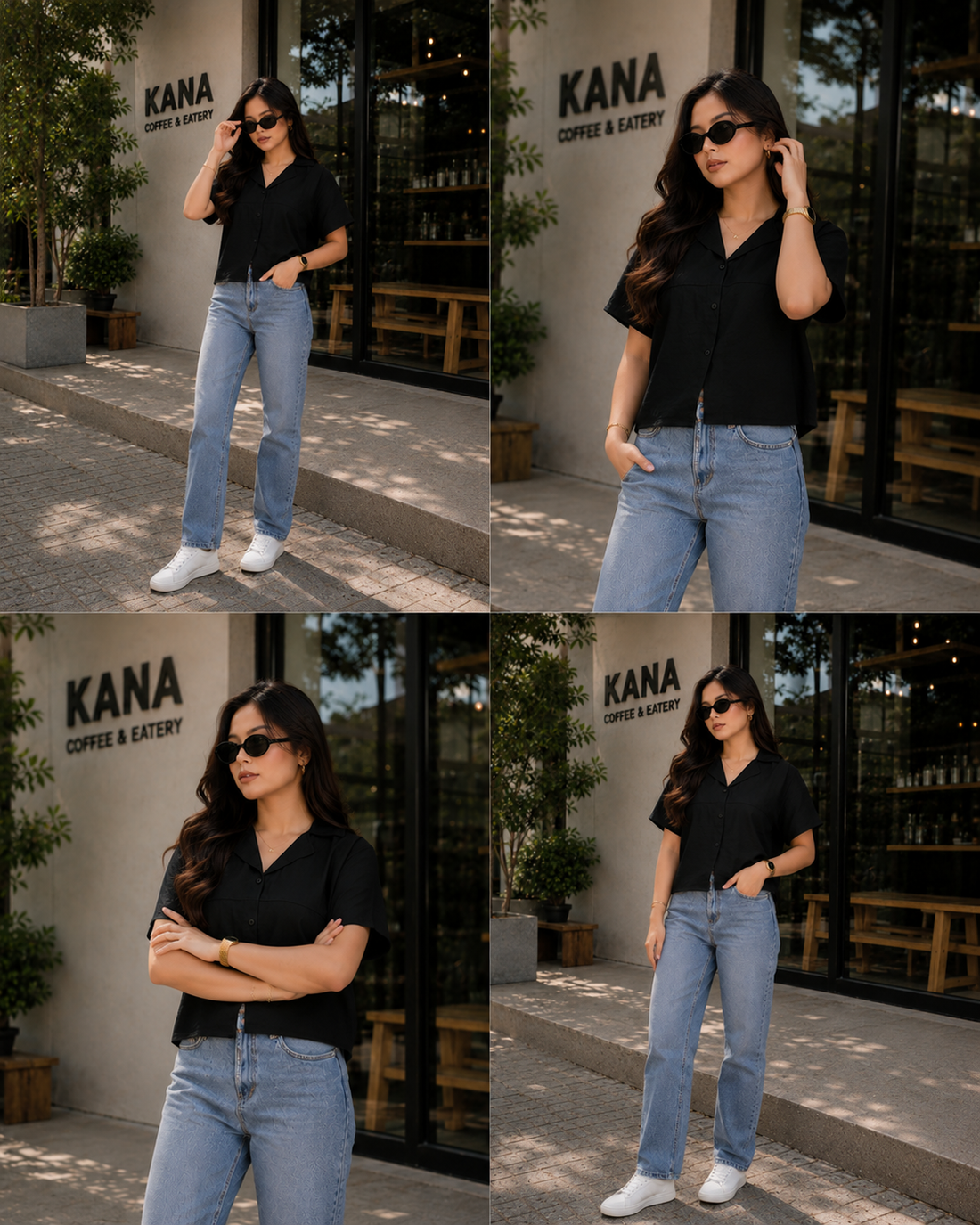 Classic Black Relaxed Cropped Shirt
