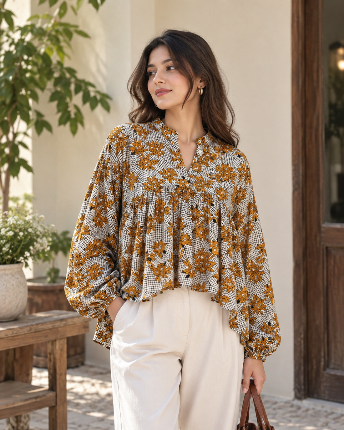 Amber Floral Printed Relaxed Fit Top